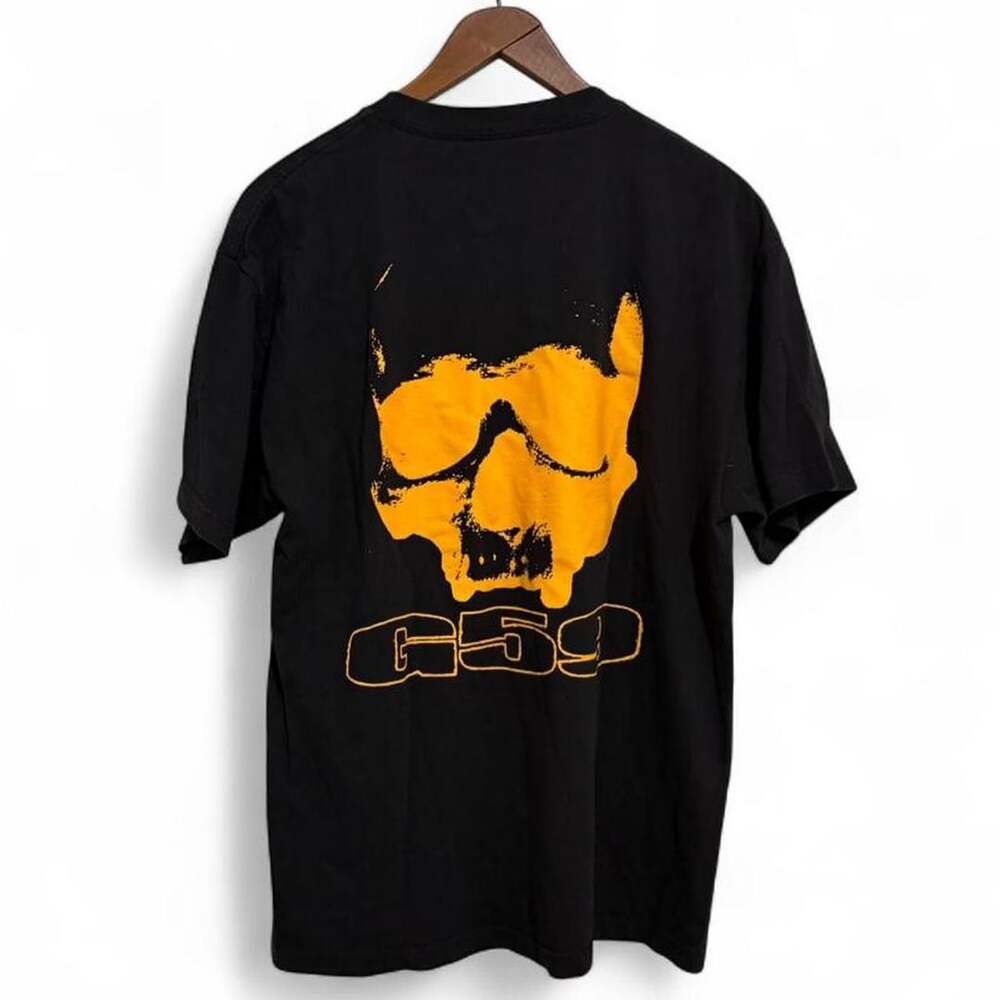 G59 Records Skull Logo T-Shirt Size Large Black Orange Graphic Tee